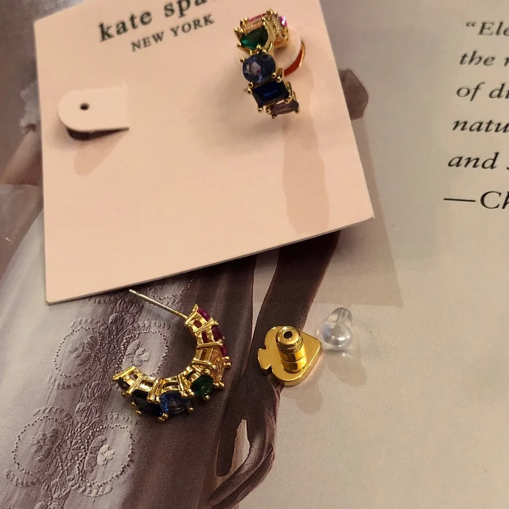 Authentic New on card. kate spade Gold-Tone Multicolor Gem Drop Earrings
